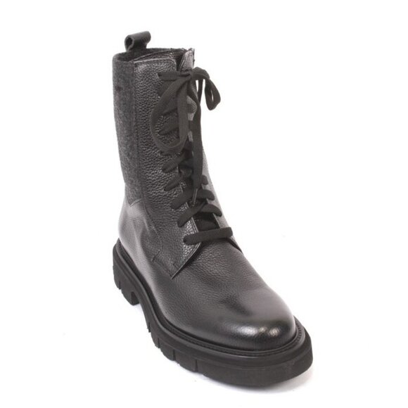 Luca Grossi 453 Black Leather Elastic Zip-Up Lace-Up Ankle Boots - Picture 1 of 8